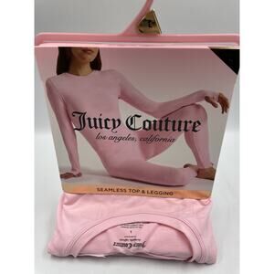 Juicy Couture 2 Piece Seamless Top & Legging Set Lola Pink Size Large NEW